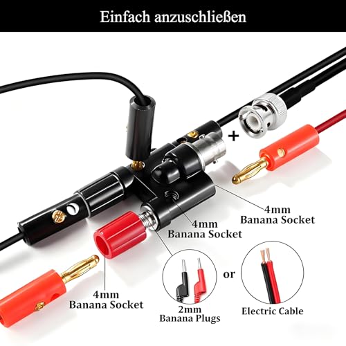 MejaRizon 2 Stück BNC Buchse auf 2 x 4mm Dual Bananenbuchse, RF Coaxial Splitter Doppelt Verbinder Jack, BNC-Stecker auf Dual Bananen Klinke, Binding Post Koaxial Adapter für Oszilloskop-Kabel