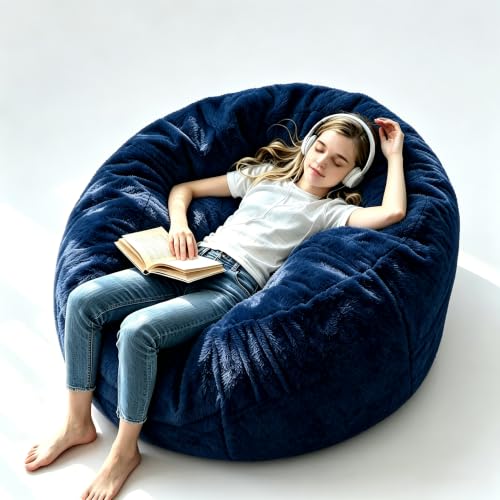 Image of Memory Foam Bean Bag Chair for Adults, 4FT Blue