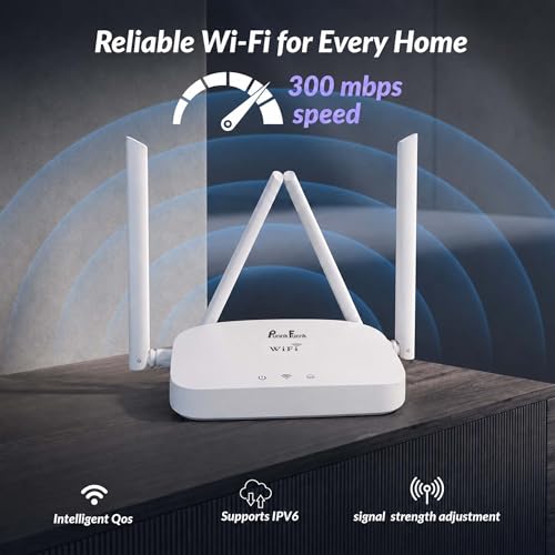 Image of PunnkFunnk WT-14 WiFi Router |Four high gain Antennas | 300M High Speed Wireless Router for Home & Office | IPv6 Compatible | Stable Internet Connection | Wide Coverage WiFi Router | Easy Setup