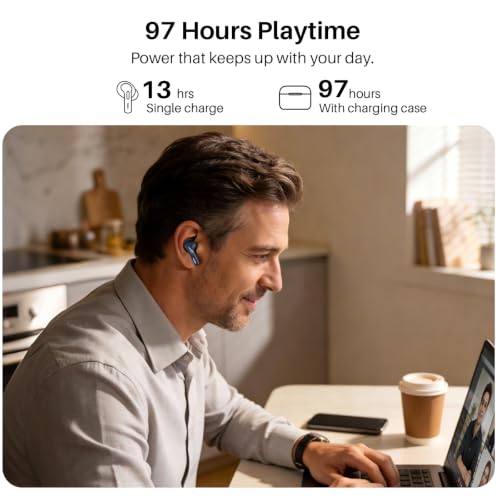 Image of TOZO T20 Wireless Earbuds Bluetooth 5.3, LED Display Case, 97H Playtime | 10mm Deep Bass Sound, Dual Mic ENC Clear Calls, IPX8 Waterproof, Wireless Charging, Comfortable Fit Ear Buds For Daily Use