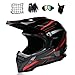 Produktbild MRDEAR Crosshelm Schwarz, Motorrad Enduro Helm, Motocross Helm Set, Brille/Handschuhe/Maske/Motorrad Netz, Off Road Helm Mopedhelm Motorradhelm ATV Downhill MTB, 2 Farben,Rot,L