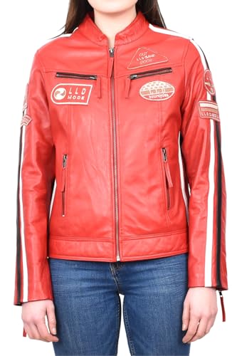 Veste de moto rétro en cuir véritable A1 FASHION GOODS Abby pour femme