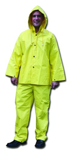 Image of MCR Safety 3003X2 Wizard PVC /Nylon 3-Peice Flame Resistant Suit, Yellow, 2X-Large