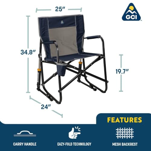 GCI OUTDOOR Freestyle Rocker Camping Chair | Portable Folding Rocking Chair with Solid, Durable Armrests, Drink Holder & Comfortable Backrest — Indigo Blue - image 3