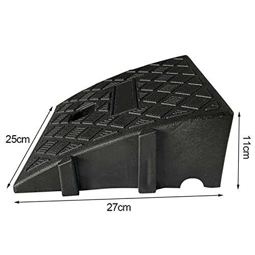Image of Threshold Ramp, Anti-Slip Rubber Curb Threshold Ramp, Portable Lightweight Plastic Curb Ramps for Wheelchair Mobility Scooter Bike Motorcycle Loading Dock Car (Color : Black, Size : 11cm)