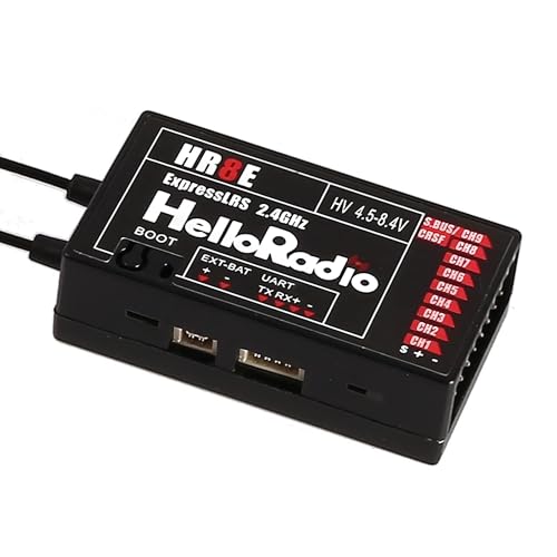 HelloRadio ELRS PWM Receiver 2.4GHz 9CH HR8E ExpressLRS Receiver Module for FPV Fixed Wing RC...