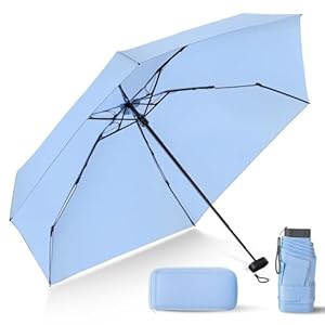 LEAGERA Compact Travel Umbrella with Case – Mini Umbrella for Purse, Small Lightweight &Tiny Design Perfect for Parasol Outdoor Sun&Rain Umbrellas