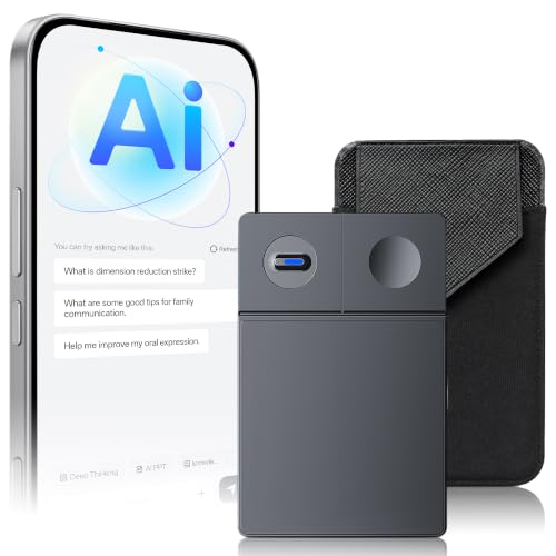 AI Voice Recorder with GPT, Magsafe GPT-Powered AI Chat Recorder, Real Time Translator, Voice to Text, Auto Meeting Summary, Noise Cancelling, AES-256 Secure Cloud Sync, 64GB, 4-in-1 Smart Dictaphone
