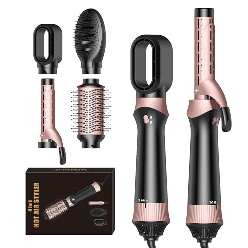 Haarstyler 4 In 1 Hair Styler set, 1000W Haartrockner mit Rundbürstenföhn Föhnbürste Warmluftbürste Air Curler Glättbürste Für Glätten, Trocknen, Volumen, Locken