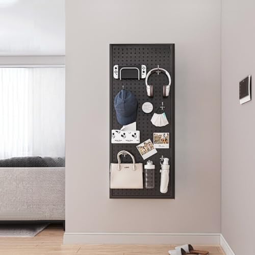 fancyfly金属釘板壁板-釘板壁収納システム-壁釘板、小釘板工具格納、車庫、工芸室、作業台、キッチン、オフィス (100×40cm,くろ)