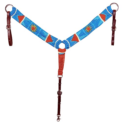 HILASON Cactus Western Wool Breast Collar Tack Turquoise & White | Horse Leather for Horses