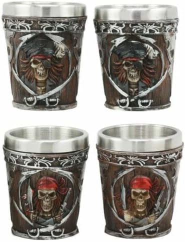 Miniatura 4 de Ebros Myths Legends And Fantasy Spirit - Juego de 4 vasos de chupito con temática de 2 onzas, carcasa de resina con forro de acero inoxidable, gran