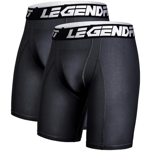 Men Baseball Football Straps Compression Underwear w/Cup Pocket(NO Cup) Protective Athletic Shorts - 2 Pack