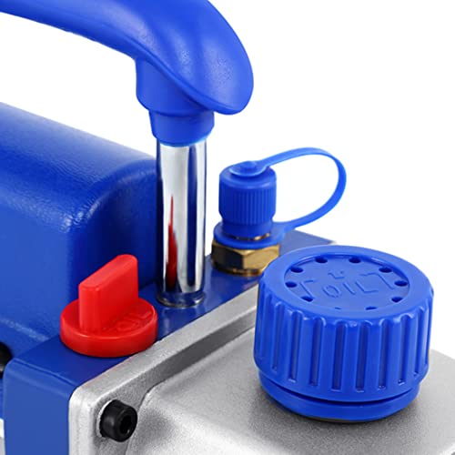 Bomba de Vacío de 4CFM 1/3HP para Aire Acondicionado y Refrigeración, Kit con Manómetro, Ideal para Sistemas R410A, R134A, R22 (Azul y Blanco) miniatura 5
