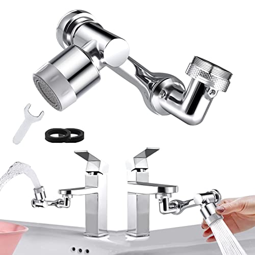 Drehbarer multifonction Verlängerungshahn, 1080° Schwenkbarer Wasserhahn-Luftsprudler, wasserhahn verlängerung aufsatz (1 pièce argent) Cover