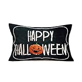 Easternproject Happy Halloween Pillow Covers 12x20 Inch Ghost Pumpkin Halloween Decorative Throw Pil