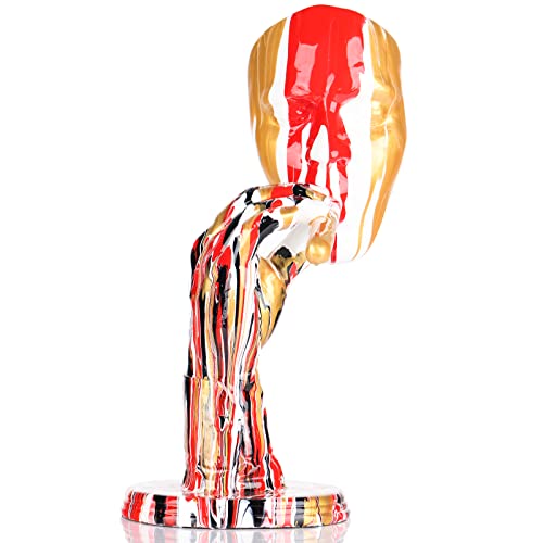 Modern Minimalist Creative Man Face Art Statue,Man Smoking Cigar Statue,Thinker Sculpture Abstract Figure Handicraft Resin Hand Carved,Colorful Thinker Statue For Home Decor,Office Decor For Men #TOP28