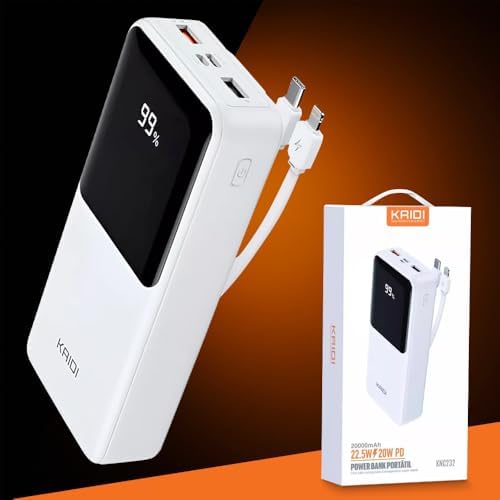 Kaidi PowerBank, Carregador Portátil 20000mAh, USB-A(até 22.5W)+U...