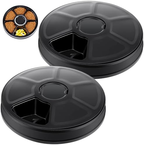 2 Pcs Automatic Feeder 6 Meal Dry Food Automatic Pet Feeder Programmable Timed Dog Feeder with Voice Reminder Removable Automatic Cat Feeder Battery Power Supply Auto Feeder for Cats Small Dogs