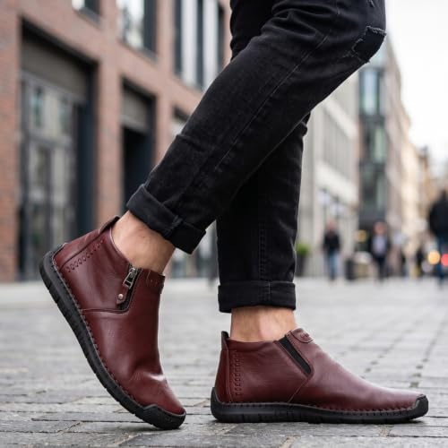 Image of Kraasa Men's Stylish Trendy Sneakers | High Tops Synthetic Side Zipper Casual Shoes | Ultra Soft Cushioned Insole | Airmix Sole Footwear