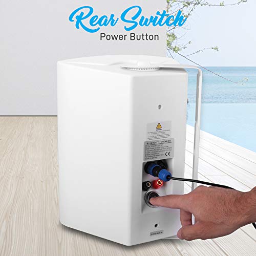 Outdoor Wall-Mount Patio Stereo Speaker - Waterproof Bluetooth Wireless & No Amplifier Needed - Portable Electric Theater Sound Surround System For Home Party Cabinet Enclosure- Pyle Pdwr61Btwt White #TOP4