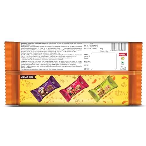 UNIBIC FOODS Cashew Badam Cookies, 500/450g (weight may vary)