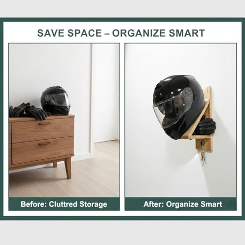 AMAZBIRD Wooden Helmet Wall Mount Organizer - Image 8