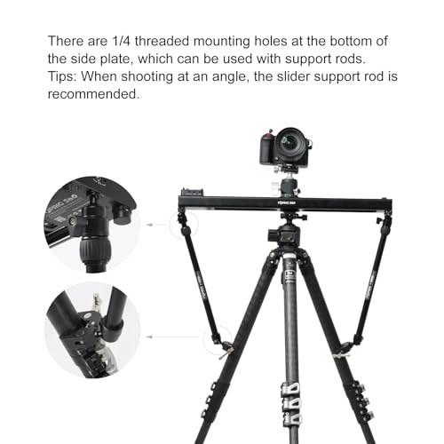 Image of Accsoon Camera Slider Support Arm(2 Arms in), Adjustable Tripod Stability Arm for Increasing Stability in Aluminum Alloy Extendable Pole for Slider Rail Track with C Clamp and Ballhead