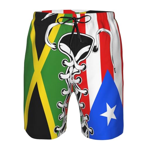 Men's Vintage Puerto Rico Jamaica Jamaican Flag Board Shorts Swim Trunks
