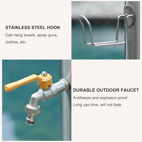 Stainless Steel Garden Water Column, Outdoor Faucet Stand, Round Water Fountain for Lawn Irrigation, Hose Tap for Washing, Floor-Mounted Water Tap (Style 5-20.5CM×86CM)