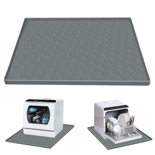Dishwasher Drain Pan Mat 24x20 Dishwasher Drip Tray with Raised Edge Non-Slip Silicone Dishwashers Drain Pan Floor Mat Anti-Leakage Dish Washer Tray for Mini Dish Washers(
