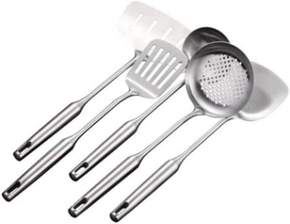 Set di Utensili da Cucina per lavastoviglie Set Utensili da Cucina in Acciaio Inox 304 Utensili da Cucina con Manico Lungo spatola mestolo Utensili da Cucina