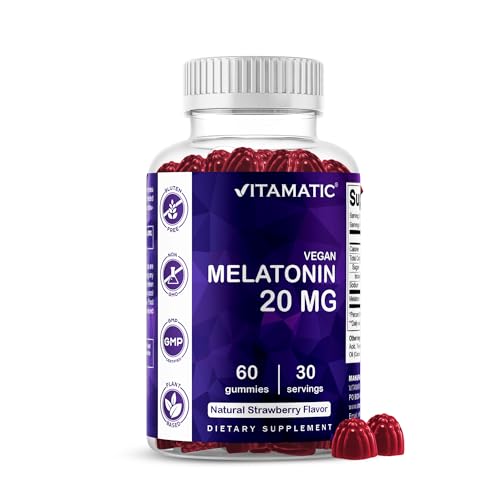 Vitamatic Melatonin 20 mg Gummies Vegan Strawberry 60 Count