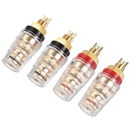 uxcell 端子バインディングポストアンプ バナナプラグ ジャック スピーカーコネクタ ブラック レッド 2セット