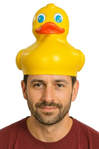 Classic Yellow Rubber Duck Costume Hat Halloween Accessory Adult Duck Head Design 21-Inch Size