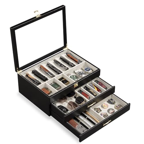 Emfogoo 3 Étages Coffret Poignard, Bois Boîte Présentation Poignard pour 30 à 36 Couteaux de...