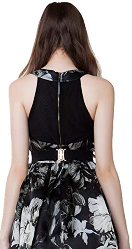 Bellady Women Mirror Gold Tone Plate Metal Waist Elastic Belt Obi Band4