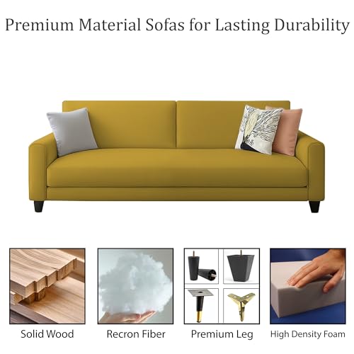 Image of Kathleen 3 Seater Sofa Set for Living Room - Foldable Convertible Couch Furniture for Home, Office or Guest Use, Modern Designer Stylish Comfortable (Yellow)