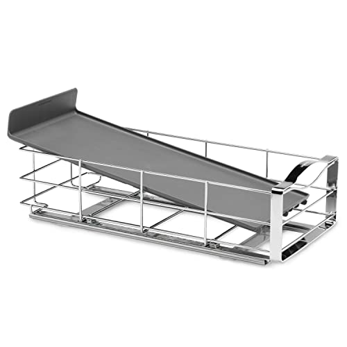 simplehuman 9-Inch Pull-Out Cabinet Organizer, Under Cabinet Sliding Drawer for Kitchen Bathroom, Heavy-Gauge Steel Frame, Removable Drip Guard, Ball-Bearing Tracks, Grey Plastic by simplehuman - Image 3