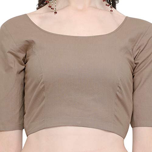 Image of Janasya Women's Plain Pure Cotton Stitched Blouse