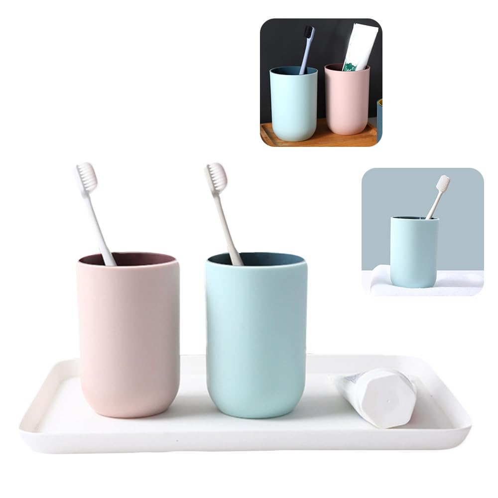 Lot De 2 Gobelets Salle De Bain Antidérapants Gris Givré - Tasses Brosse à Dents Et Rinçage Réutilisables En PP Robuste
