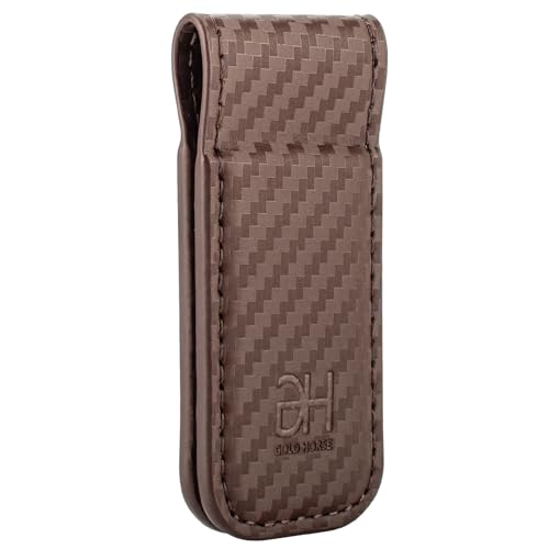 Image of GH GOLD HORSE Slim Magnetic Money Clip Genuine Leather Business Card Holder for Men (Coffee)