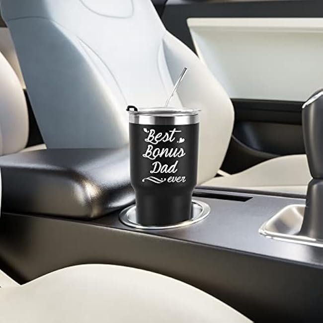 Best Bonus Dad Ever Travel Mug Tumbler - Father's Day Birthday Gift from Daughter Son Kids - 30OZ