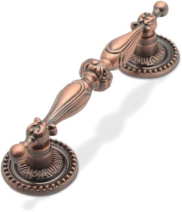 Antique Copper Cabinet Pulls 3 1/2 Inch, Vintage Drawer Pulls Dresser Pulls, 30 Pack Retro Cabinet Handles Vintage Hardware, 4 9/10 Inch Overall Length(125mm) 3 1/2" Hole Centers 30 pack Antique Copper