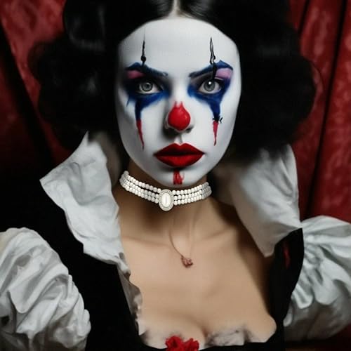 Halloween Pearl Choker Necklace, Gothic Blood Pearl Necklace Vampire Choker as Halloween Costume Gift, Faux Chokers White Necklaces Fake Vintage Jewelry as Goth Party Accessories2