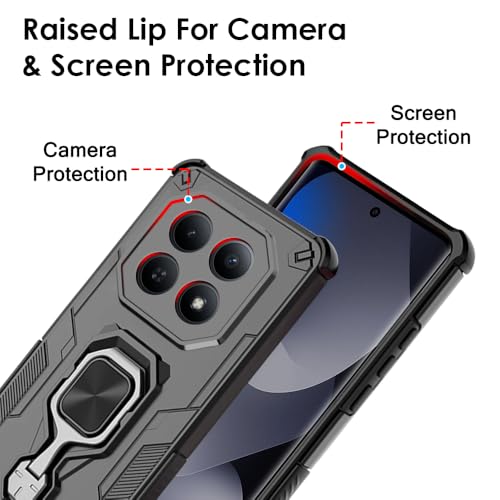 Image of TheGiftKart Tough Armor Bumper Back Case Cover for Mi Redmi Note 15 5G / Poco M8 5G | Ring Holder & Kickstand in-Built | 360 Degree Protection Back Case Cover for Redmi Note 15 5G (PC & TPU, Black)