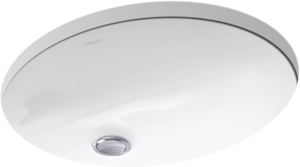 KOHLER 22100 Caxton 191/4" Oval Under Mount Bathroom Sink, Vitreous