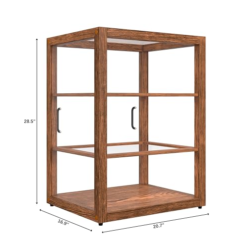 Image of KoolMore 21 in. Upright Dark Wood Countertop Dry Bakery Display Case, Bread, Cake and Pastry Display with Tempered Glass