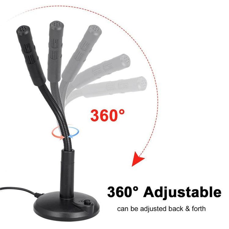 Image of USB Noise Cancelling Microphone for PC & Mac, PARUHT 360 Adjustable Gooseneck, Omnidirectional Condenser for Laptop, Computer, Gaming, Voice Chat Online Meetings Black MIC309