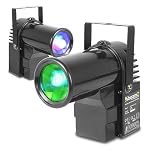 beamz PS10W RGBW LED Pinspot Lighting Set - 2x 10W DMX Pin Spot Lights with Narrow Beam Angle & DMX Cable for Disco Ball, DJ Events & Party Lighting Effect
